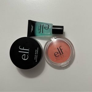 elf primer, blush, and setting powder